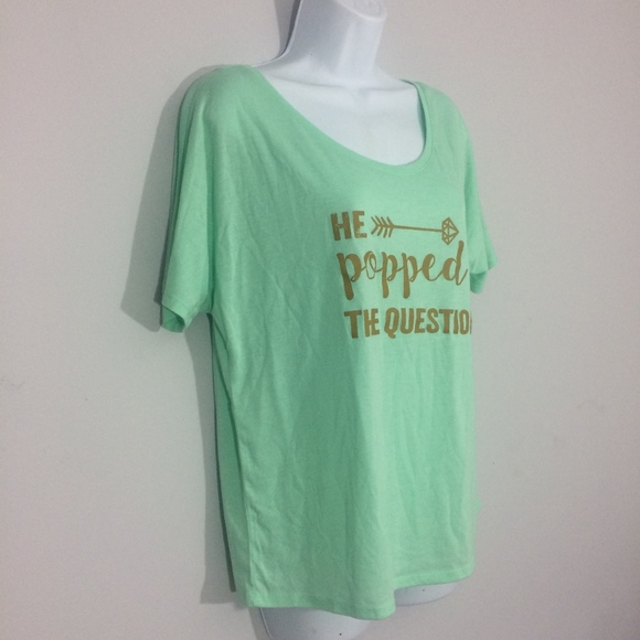 "He Popped the Question" Womens L Scoop Neck Shirt - Picture 2 of 7